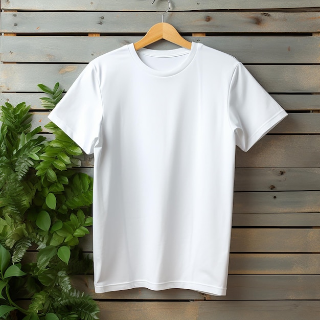 Camiseta blanca en blanco para diseño de maqueta centrada en camiseta de alta resolución de alta calidad