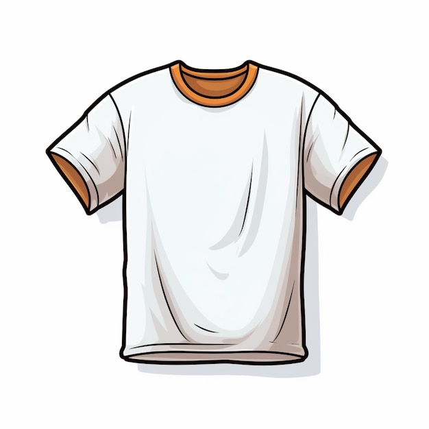 una camiseta blanca de dibujos animados con adornos marrones sobre un fondo blanco ai generativo