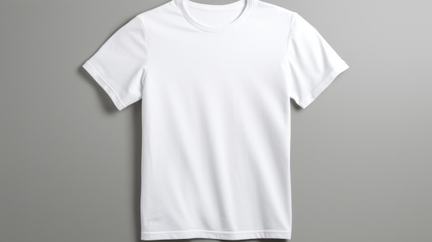 Una camiseta blanca lisa colgada en una pared gris minimalista