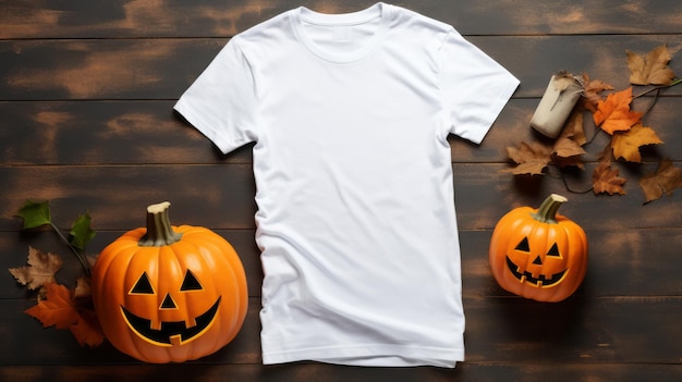 Camiseta blanca de mujer simulación de Halloween