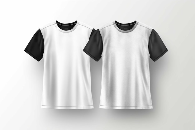 Camiseta blanca y negra aislada sobre fondo blanco