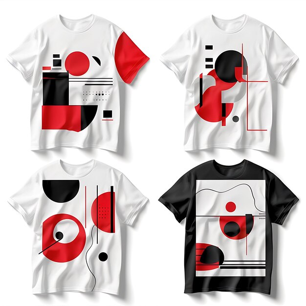 Foto una camiseta blanca y negra con un diseño rojo y negro