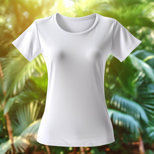 camiseta blanca con una palmera al fondo