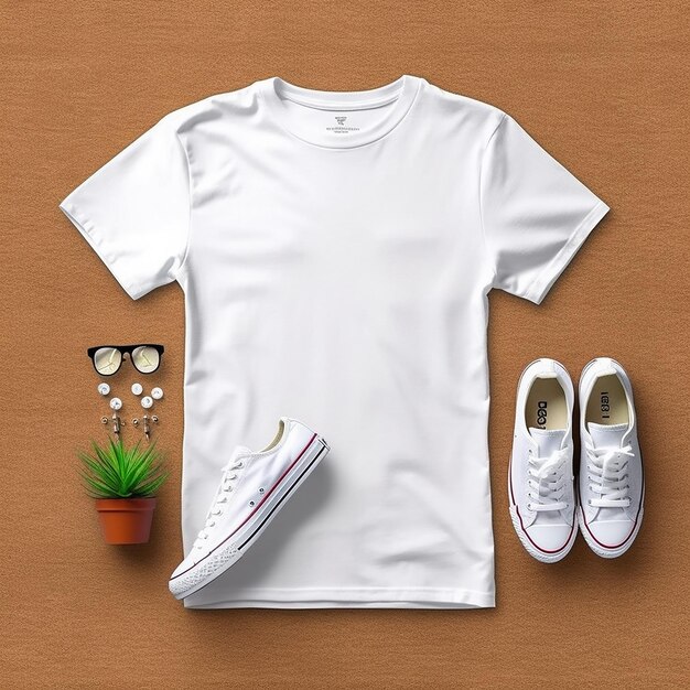 una camiseta blanca con una planta y una planta en el frente.