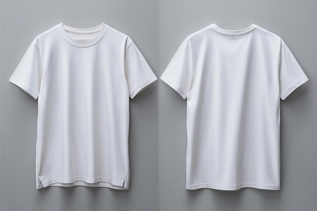 Foto una camiseta blanca sencilla mostrada desde dos ángulos diferentes