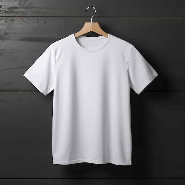 Camiseta blanca simple renderizada en 3D sobre un fondo negro