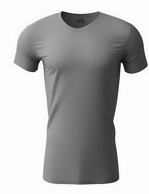 Camiseta en blanco gris de primer plano con diseño de espacio vacío sobre un fondo blanco maqueta de camiseta de renderizado 3d