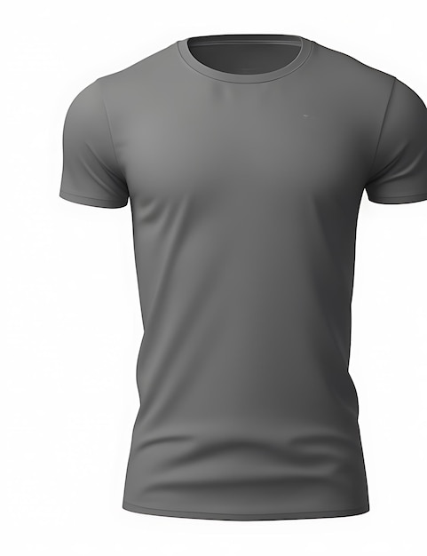 Camiseta en blanco gris de primer plano con diseño de espacio vacío sobre un fondo blanco maqueta de camiseta de renderizado 3d