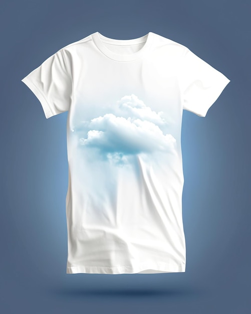 Foto camiseta branca com nuvens