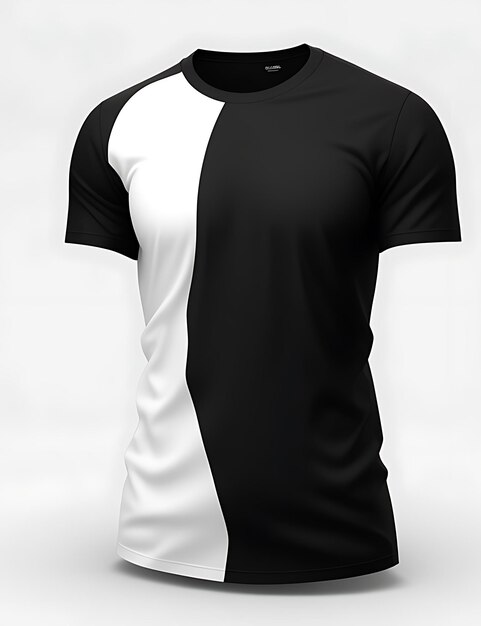 Foto camiseta branca e preta em branco com design vazio em fundo branco maquete de camiseta de renderização 3d