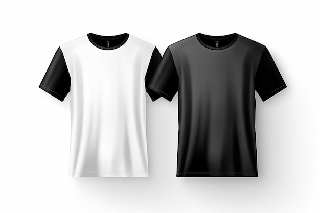 Camiseta branca e preta isolada no fundo branco
