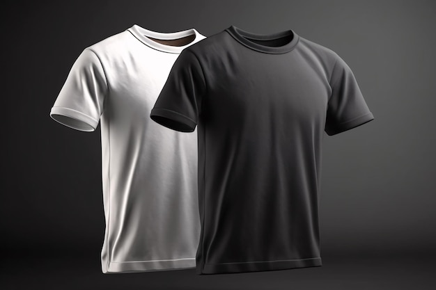 Camiseta branca e preta masculina com maquete de modelo de manga curta Vista frontal Modelo de design personalizado Generative ai