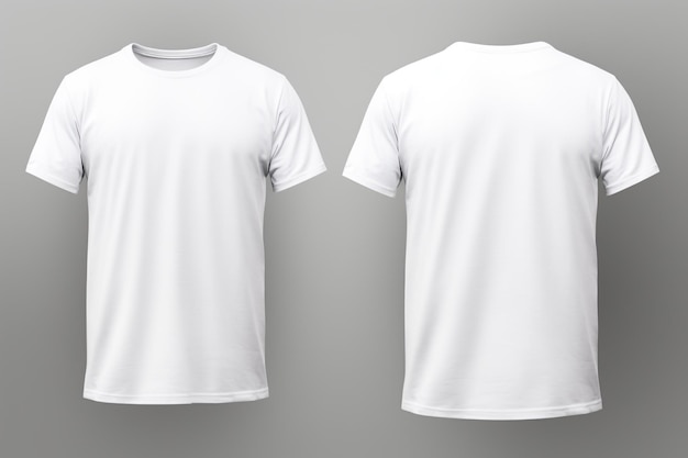 camiseta branca em branco mock up vista dianteira e traseira