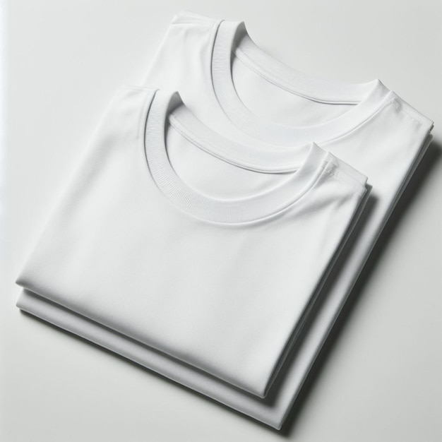 camiseta branca simples pendurada em um rack com um fundo branco