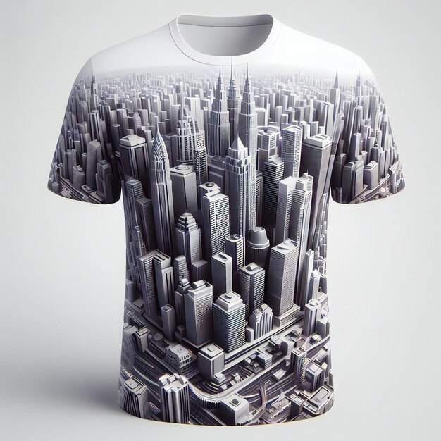 una camiseta con una ciudad en el frente y la palabra ciudad en el delante