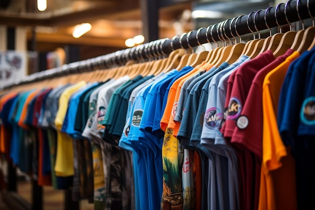 Camiseta colgada en la tienda de camisetas IA generativa