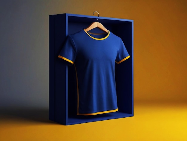 Una camiseta colgante en un fondo realista moteada en 3D