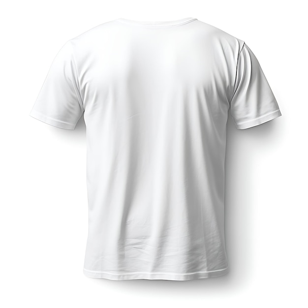 Camiseta de cuello de equipo de tee gráfico usada por un maniquí negro camiseta blanca en blanco diseño limpio