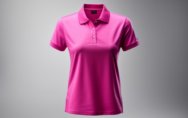 Foto camiseta de polo rosa pendurada na parede