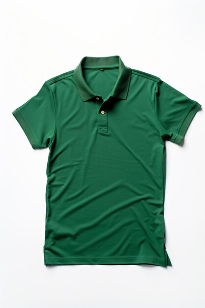 Foto camiseta de polo verde fundo branco vista superior gerada por ia