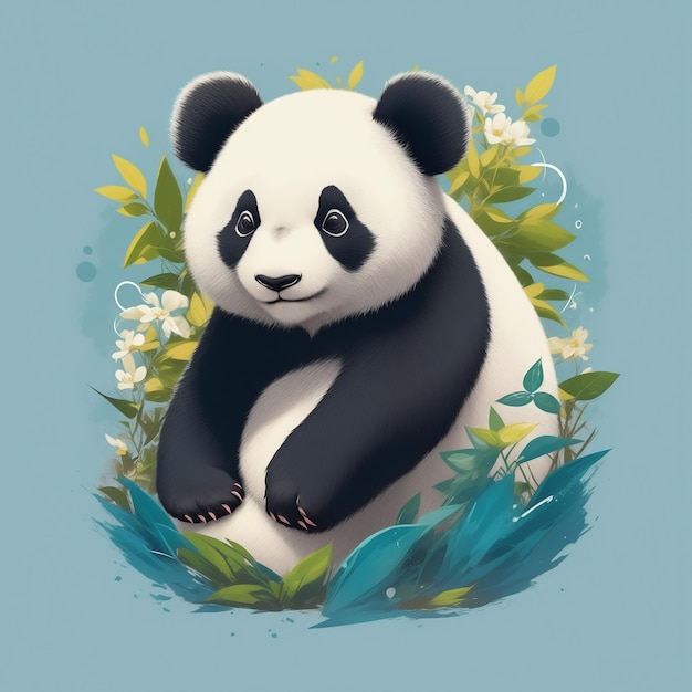 Camiseta design gráfico arte ilustração plana de um panda fofo