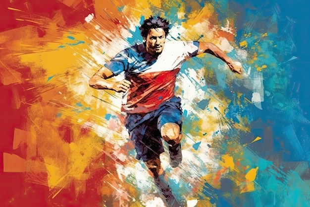 Camiseta Diseña una obra de arte que capture la energía de una mujer jugando al fútbol Generado por IA