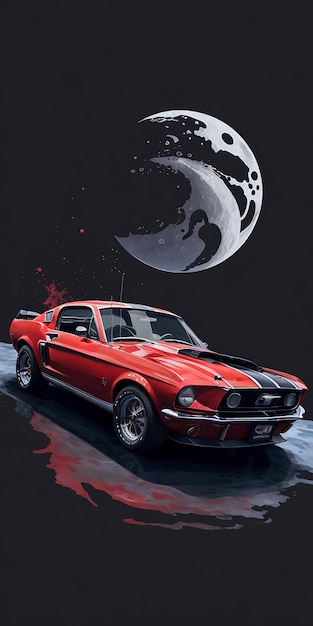 camiseta diseño artístico de 1968 ford mustang red shelby