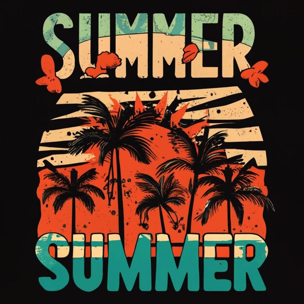 Foto camiseta de diseño de concepto de letras de verano