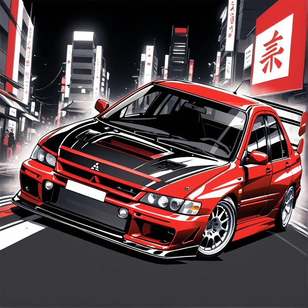 Foto camiseta de diseño lancer evo vii