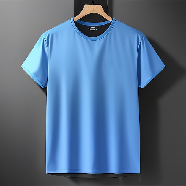 camiseta em branco de maquete azul casual