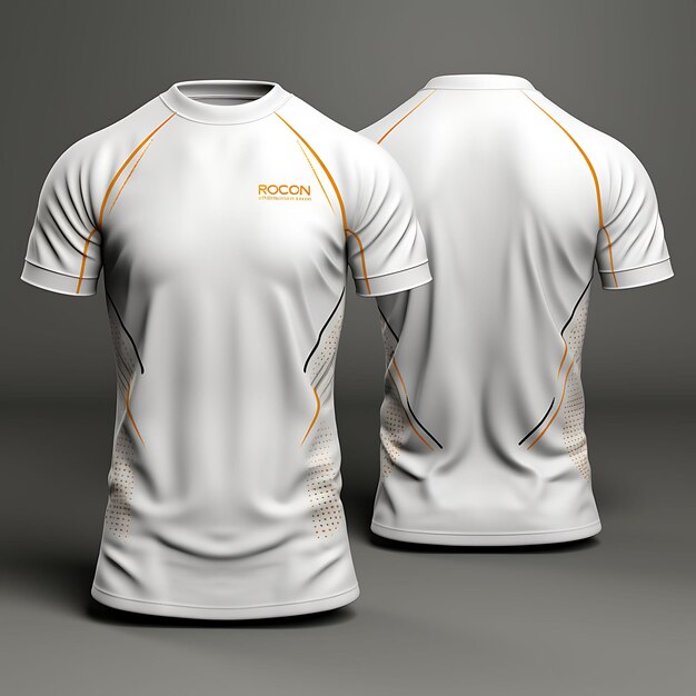 Camiseta de equipo deportivo camiseta de tela de malla usada por un maniquí de citrino T blanco blanco diseño limpio