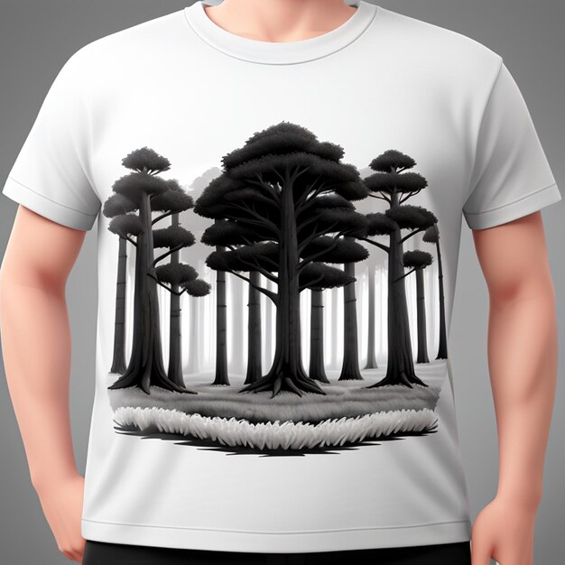 Una camiseta con una escena del bosque en ella