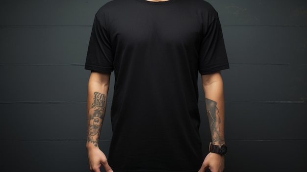 Camiseta espinhel preta para maquete de foto de alta qualidade
