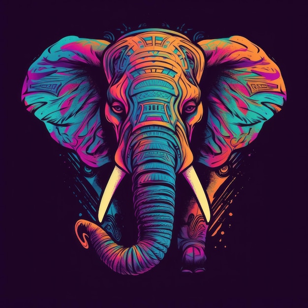 Foto camiseta con estampado de elefante gruñón en colores vivos