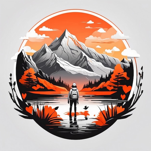 Foto camiseta gráfica vector emblema del lago de la montaña logotipo minimalismo elegante