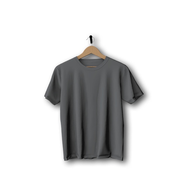 Camiseta gris simulada colgada sobre un fondo liso d renderizado