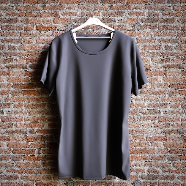 Camiseta gris sobre fondo de pared de hormigón Representación de ilustración 3D