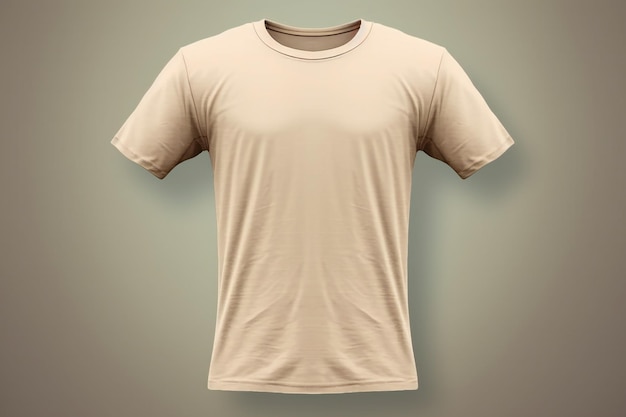 Camiseta de hombre de color beige sólido vista delantera