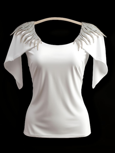 Camiseta con hombros descubiertos y adornos de diamantes de imitación Camiseta blanca para sesión de fotos limpia de Glamorous Co
