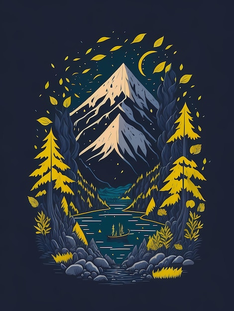Camiseta mágica A Forest Mountain Lake Adventures