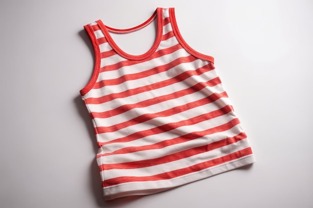 Camiseta sin mangas de rayas rojas y blancas para niño sobre fondo blanco IA generativa
