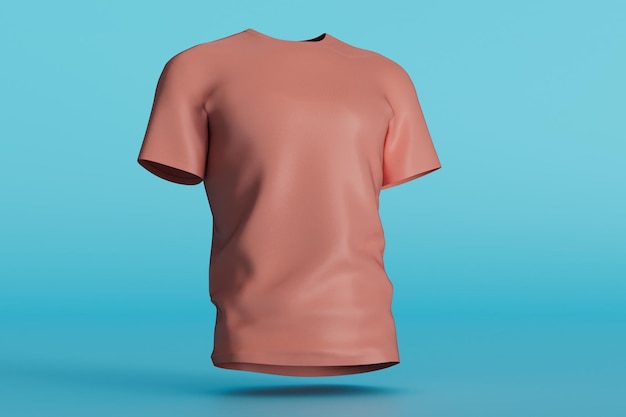 Camiseta marrom elegante masculina em uma renderização 3D de fundo azul