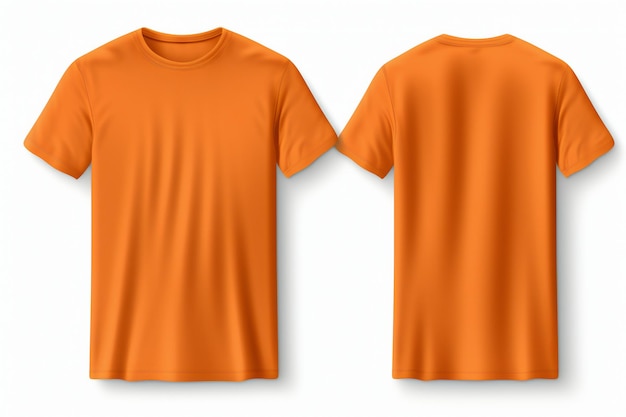 Foto camiseta masculina naranja sólida delantero y trasero