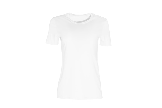 Camiseta de mujer maqueta sobre un fondo blanco aislado