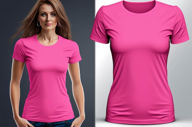 Camiseta mujer rosa en blanco 3d