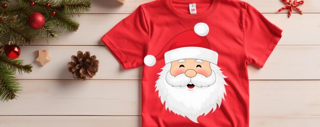 Camiseta navideña con panorama de Papá Noel Generativo Ai