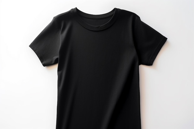 Camiseta negra aislada sobre fondo blanco Mock up para diseño