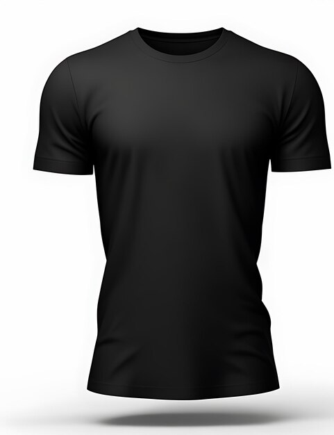 Foto camiseta negra en blanco con espacio vacío para su diseño sobre fondo blanco maqueta de camiseta con renderizado 3d