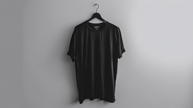 camiseta negra para cualquier tipo de día colgando en blanco