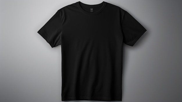 camiseta negra de cuello cero con fondo blanco